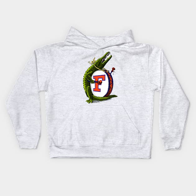 Gator on a drum Kids Hoodie by Wright Art